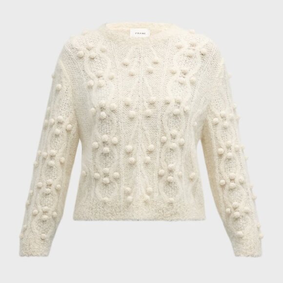 FRAME Popcorn Pullover Sweater | Cream Textured Knit | Size XL | NWT - Picture 2 of 7